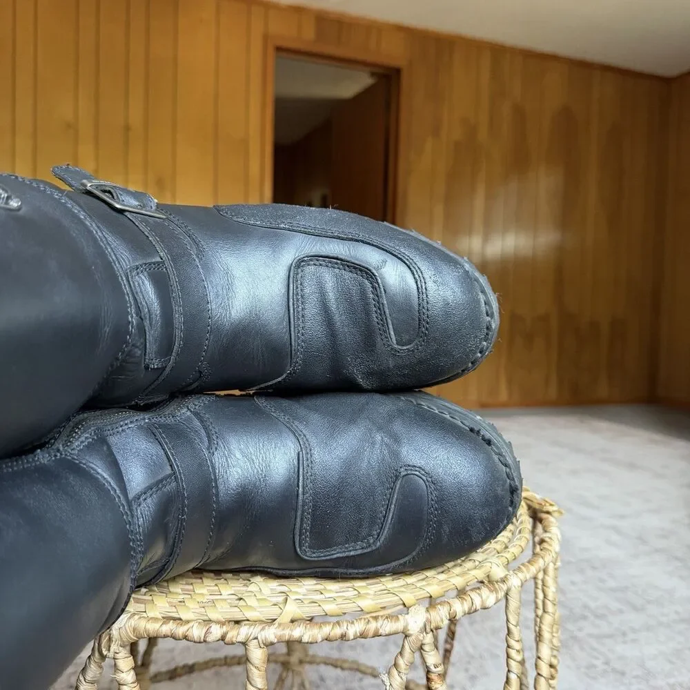 Milwaukee Leather Men's Black Leather Motorcycle Boots Size 12